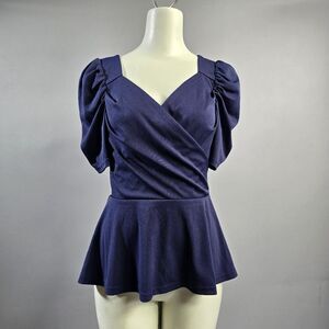 Grace Karin Navy Blue Wrap Blouse R5